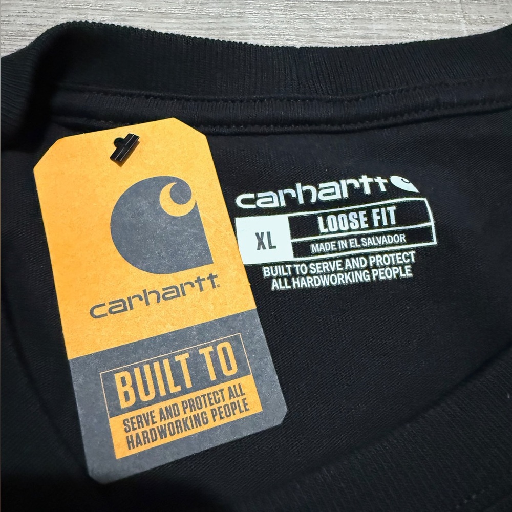 Carhartt Men's Long Sleeve Tee shirt loose fit black size XL chest‎ pocket - Picture 7 of 10
